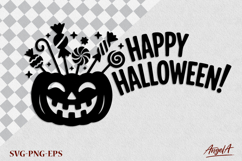 Happy Halloween clipart SVG Candy canes pumpkin silhouette Product Image 1