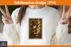 Post Stamp Halloween tote bag Retro Witch girl sublimation Product Image 3