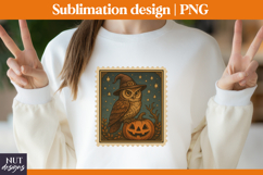 Post Stamp Halloween tote bag Retro cute Owl sublimation Product Image 3