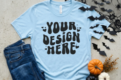 Rustic Halloween T Shirt Mockup | White Unisex Apparel Product Image 1