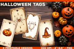 Printable Halloween Gift Tags with Classic Halloween Symbols Product Image 1