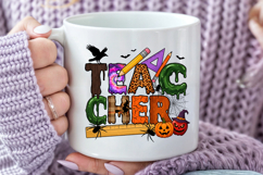 Halloween Teacher PNG, Spooky Season School Sublimation Product Image 5