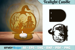 Halloween Tealight Candle Holder Laser Cut Product Image 1