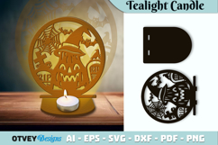 Halloween Tealight Candle Holder Laser Cut Product Image 1