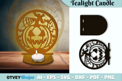 Halloween Tealight Candle Holder Laser Cut BUNDLES Product Image 5