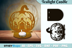 Halloween Tealight Candle Holder Laser Cut Product Image 1