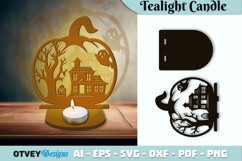 Halloween Tealight Candle Holder Laser Cut Product Image 1