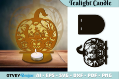 Halloween Tealight Candle Holder Laser Cut Product Image 1