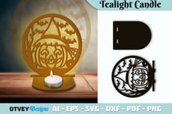 Halloween Tealight Candle Holder Laser Cut BUNDLES Product Image 3