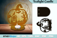 Halloween Tealight Candle Holder Laser Cut Product Image 1
