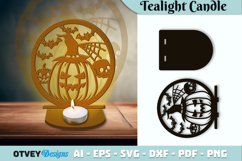 Halloween Tealight Candle Holder Laser Cut Product Image 1