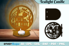Halloween Tealight Candle Holder Laser Cut Product Image 1