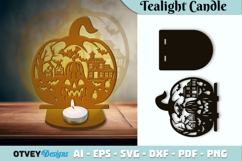 Halloween Tealight Candle Holder Laser Cut Product Image 1