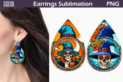 Stained Glass Teardrop Earrings | Skull Halloween Earrings Product Image 1