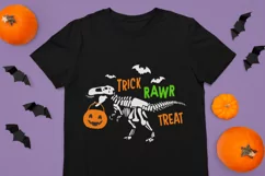 Halloween Dinosaur SVG, Trick rawr treat SVG, Skeleton dino Product Image 3