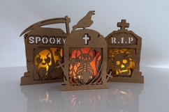 Halloween Tombstone Candle Holders - Spooky Lantern Template Product Image 6