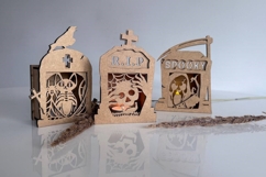 Halloween Tombstone Candle Holders - Spooky Lantern Template Product Image 9