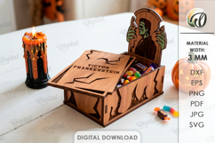 Halloween Tombstone Candy Box Laser Cut. Treat Box SVG Product Image 1