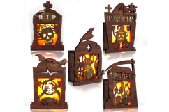 Halloween Tombstone Candle Holders - Spooky Lantern Template Product Image 4
