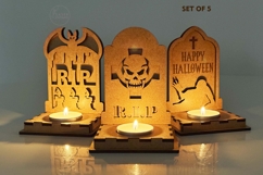Halloween Tombstone Candle Holders | Tea Light Lanterns Product Image 2