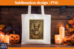 Post Stamp Halloween tote bag Retro Baby Bat sublimation Product Image 1