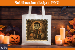 Post Stamp Halloween t-shirt Retro Baby Frankenstein Product Image 3