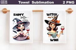 Halloween Wine Towel | Witch Kitchen Towel Product Image 1
