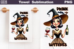 Halloween Wine Towel | Witch Kitchen Towel Product Image 1