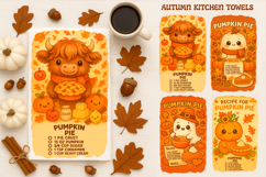 Halloween Kitchen Towel, Cute Ghost, Pumpkin Pie Recipe Product Image 1