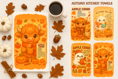Halloween Kitchen Towel, Cute Ghost, Apple Cider Recipe Product Image 1
