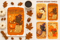 Halloween Kitchen Towel, Cute Ghost, Fall Halloween Recipes Product Image 1