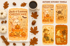 Halloween Kitchen Towel, Cute Ghost, Fall Halloween Recipes Product Image 1