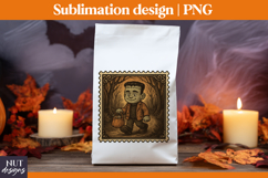 Post Stamp Halloween t-shirt Retro Baby Frankenstein Product Image 4