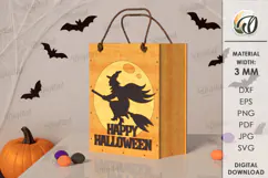Halloween Treat Bag Laser Cut. Halloween Bag SVG Product Image 1