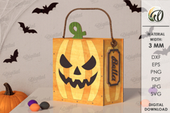 Halloween Treat Bag Laser Cut. Halloween Bag SVG Product Image 1