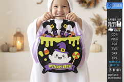 Halloween Treat Basket Laser Cut | Candy Box with Ghost SVG Product Image 1