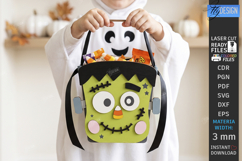 Halloween Treat Basket Laser Cut | Candy Box with Monster Product Image 1