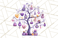Whimsical Halloween Tree Clipart PNG with Spooky Decor Product Image 3