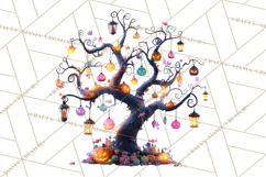 Whimsical Halloween Tree Clipart PNG with Spooky Decor Product Image 4