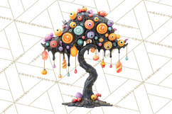Whimsical Halloween Tree Clipart PNG with Spooky Decor Product Image 5