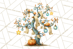Whimsical Halloween Tree Clipart PNG with Spooky Decor Product Image 2