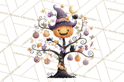 Whimsical Halloween Tree Clipart PNG with Spooky Decor Product Image 4