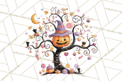 Whimsical Halloween Tree Clipart PNG with Spooky Decor Product Image 5