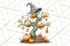 Whimsical Halloween Tree Clipart PNG with Spooky Decor Product Image 4