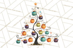 Whimsical Halloween Tree Clipart PNG with Spooky Decor Product Image 2