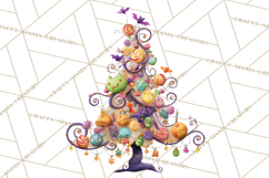 Whimsical Halloween Tree Clipart PNG with Spooky Decor Product Image 4