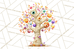 Whimsical Halloween Tree Clipart PNG with Spooky Decor Product Image 5