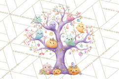 Whimsical Halloween Tree Clipart PNG with Spooky Decor Product Image 3