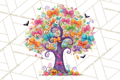 Whimsical Halloween Tree Clipart PNG with Spooky Decor Product Image 5