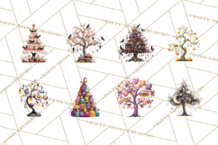 Whimsical Halloween Tree Clipart PNG with Spooky Decor Product Image 4